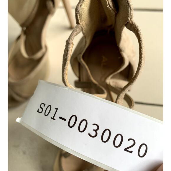 ALDO Heels Womens 9 Beige Faux Suede Open Toe Mesh Inset Strappy Stiletto Shoes - Picture 7 of 7